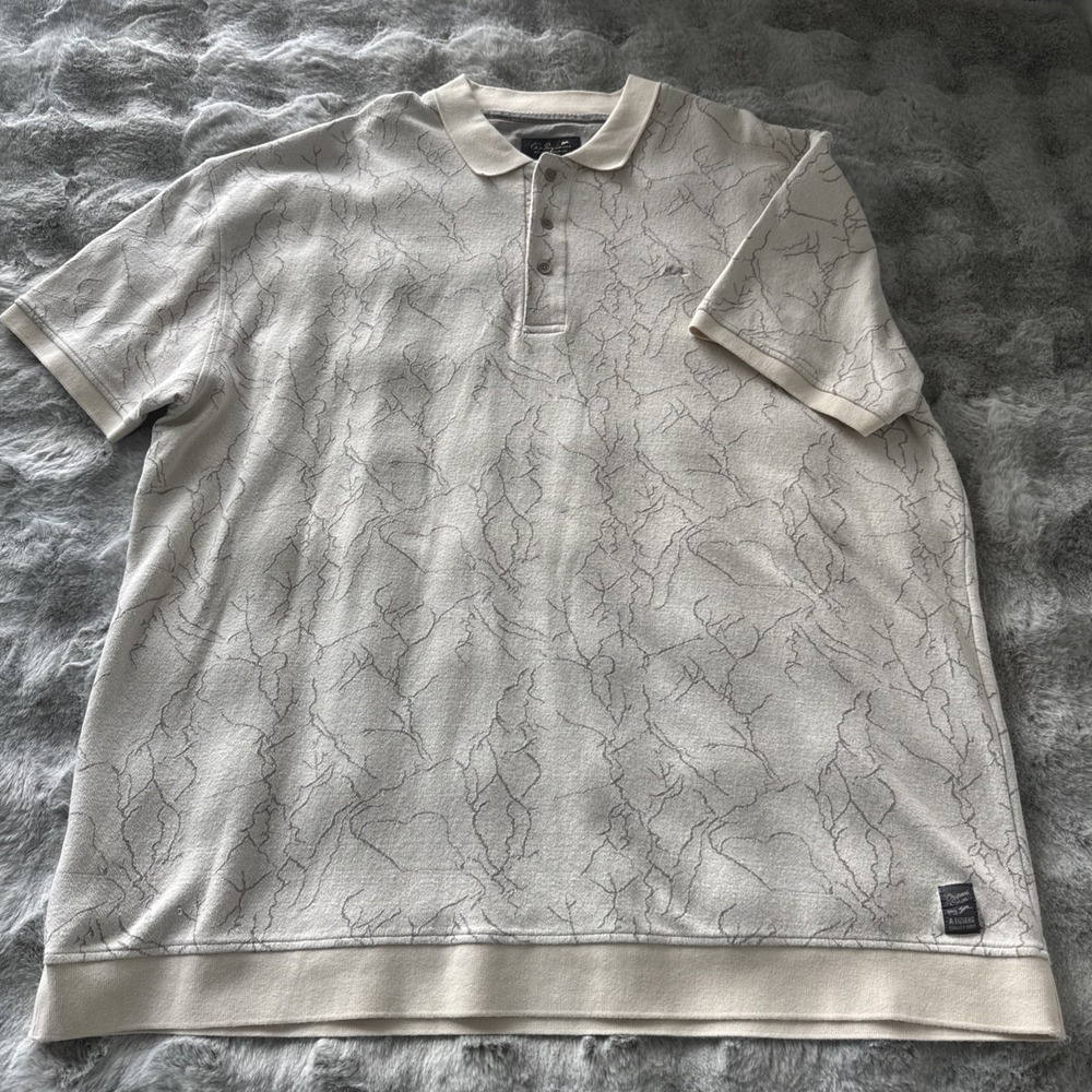 A.Tiziano Cream /Gray Men's Short Sleeve Polo Shirt Size 6X-0428